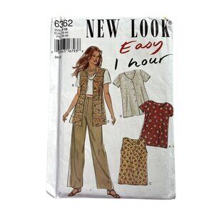 Vintage New Look Sewing Pattern 6362 1995 Wonens Shirt Top Tunic Cut 8 - 18 u